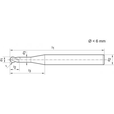 Rádiusová fréza krátká tvrdokov TiALN stopka HA 30° Z2 2mm FORMAT - obrázek