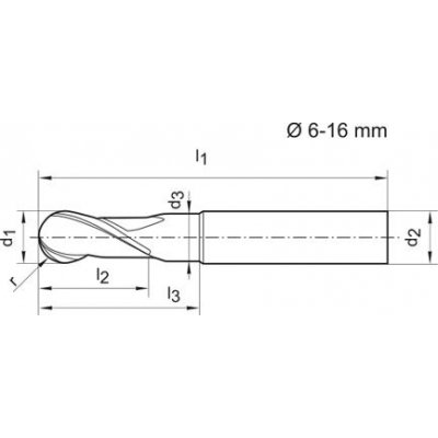 Rádiusová fréza tvrdokov Signum stopka HA Z2 6mm GÜHRING - obrázek