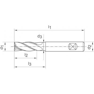 Ratio fréza dlouhá  DIN6527 tvrdokov typ ALU stopka HB Z4 4mm GÜHRING - obrázek