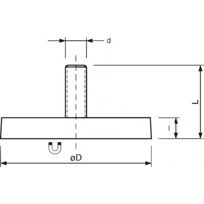 Magnetický plochý chapač 22mm s kolíkem M4/pryž FORMAT - obrázek