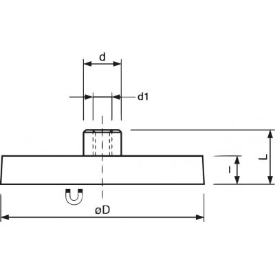 Magnetický plochý chapač 22mm s pouzdrem M4/pryž FORMAT - obrázek