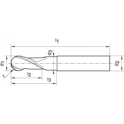 Rádiusová fréza VHM 8,0mm Z2 krátká HA TA-C Format GT - obrázek