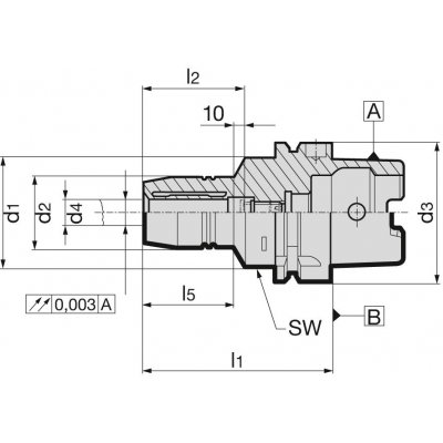 Pruzné sklicidlo hydro DIN69893A HSK-A638x70mm Gühring - obrázek