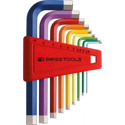 Sada inbusových klíčů v plastovém držáku, 9 ks 1,5 - 10 mm Rainbow PB Swiss Tools