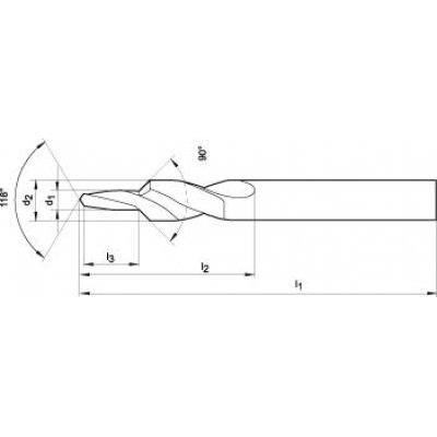 Krátký stupňovitý vrták HSS TiN Otvor na závity 90° M3 GÜHRING - obrázek