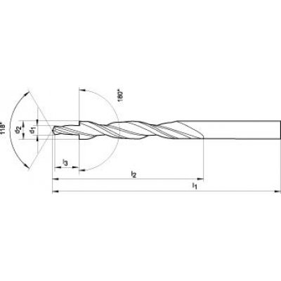 Vícefazetový stupňovitý vrták DIN8378 HSS 180° M3 FORMAT - obrázek